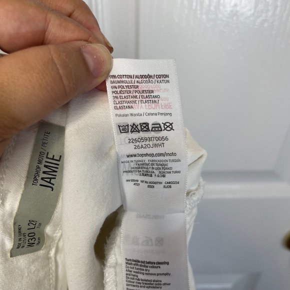 TopShop Moto Jamie Distressed White Jeans W30 L28 Petite - Picture 10 of 11